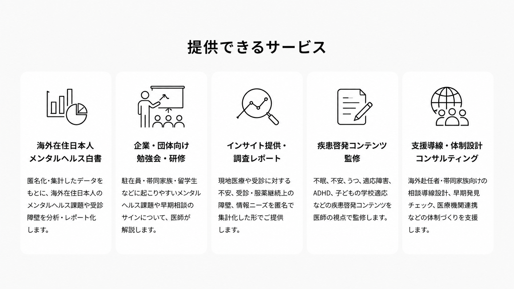 Aurelia Global Mentalが提供できるサービス一覧